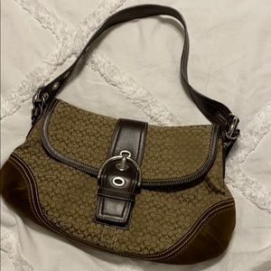 COACH Hobo Shoulder Bag Purse Brown Leather Trim